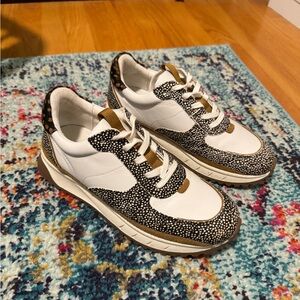 Madewell Leather Sneakers with Black Speckle & Tan Accents